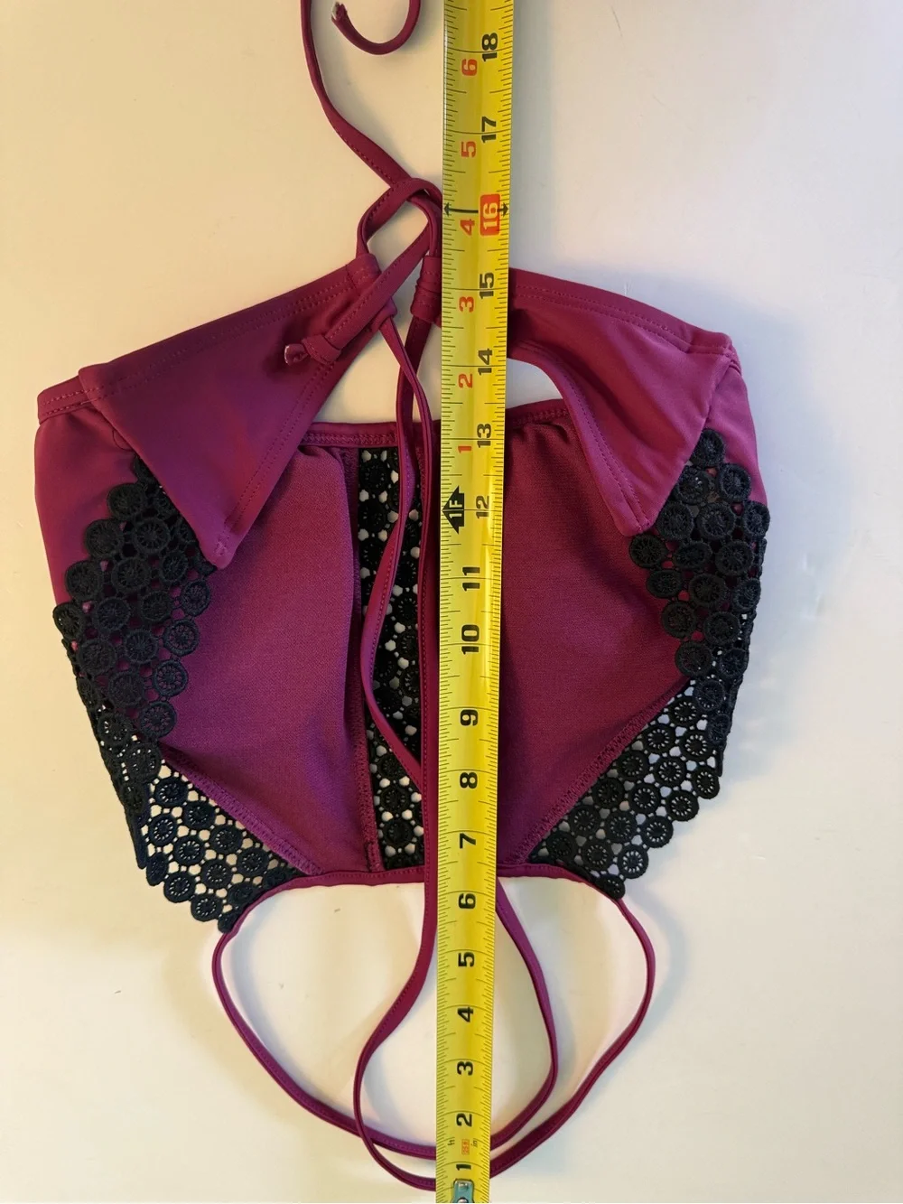 Arizona Jean Company High Neck Bikini Top with Black Lace Size Large